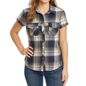 Polly & Esther Plaid Button-Up Shirt | Size Large